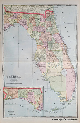Genuine-Antique-Map-Map-of-Florida-Versos-Atlanta-Birmingham-1903-Cram-Maps-Of-Antiquity