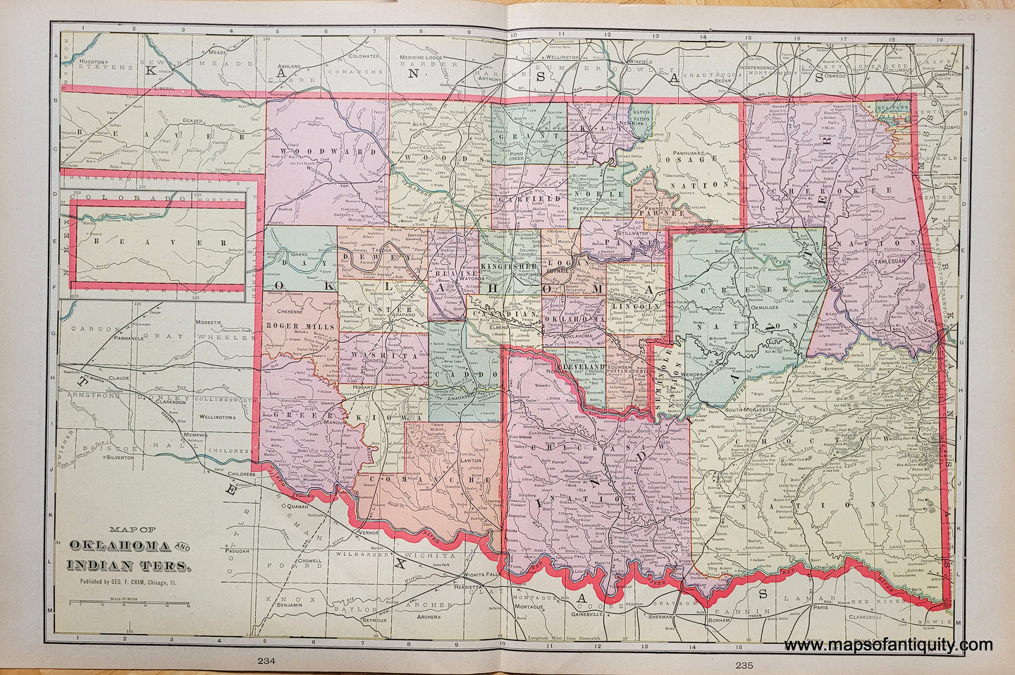 Genuine-Antique-Map-Map-of-Oklahoma-and-Indian-Territories-1903-Cram-Maps-Of-Antiquity
