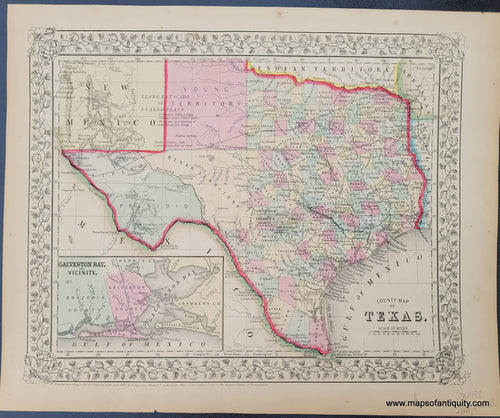 Antique-Hand-Colored-Map-County-Map-of-Texas-1868-Mitchell-Maps-Of-Antiquity