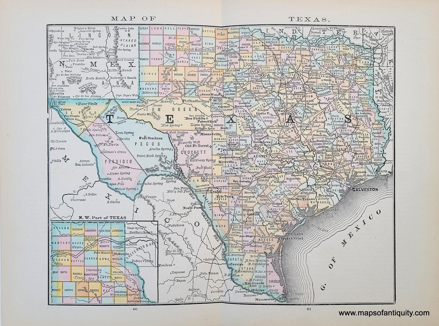 Genuine Antique Map-Map of Texas-1884-Rand McNally & Co-Maps-Of-Antiquity