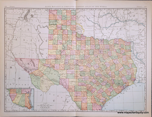 Genuine-Antique-Map-Texas-Texas--1898-Rand-McNally-Maps-Of-Antiquity-1800s-19th-century