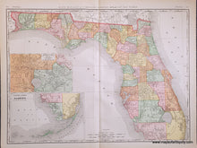 Load image into Gallery viewer, Genuine-Antique-Map-Florida-Florida--1898-Rand-McNally-Maps-Of-Antiquity-1800s-19th-century
