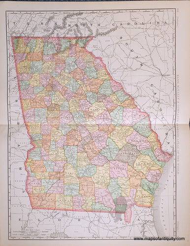 Genuine-Antique-Map-Georgia-Georgia--1898-Rand-McNally-Maps-Of-Antiquity-1800s-19th-century