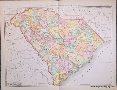 Genuine-Antique-Map-South-Carolina-South-Carolina--1898-Rand-McNally-Maps-Of-Antiquity-1800s-19th-century