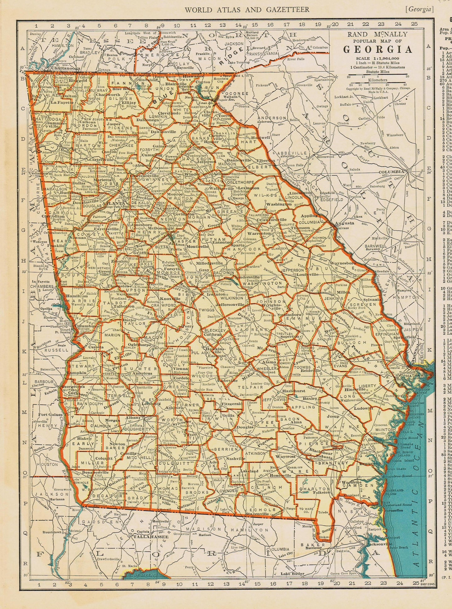 Genuine-Antique-Map-Popular-Map-of-Georgia-1940-Rand-McNally-Maps-Of-Antiquity