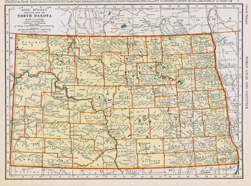Genuine-Antique-Map-Popular-Map-of-North-Dakota-1940-Rand-McNally-Maps-Of-Antiquity