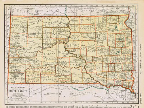 Genuine-Antique-Map-Popular-Map-of-South-Dakota-1940-Rand-McNally-Maps-Of-Antiquity