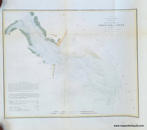 Genuine-Antique-Chart-Reconnaissance-of-Doboy-Bar-and-Inlet-Georgia-Georgia-Coastal-Report-Charts-US-South-Charts--1855-US-Coast-Survey-Maps-Of-Antiquity-1800s-19th-century