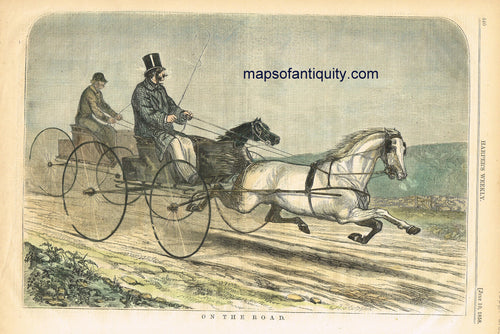 Hand-Colored-Antique-Illustration-On-the-Road---buggy-racing-antique-print-Antique-Prints-Sports-Prints-1858-Harper's-Weekly-Maps-Of-Antiquity