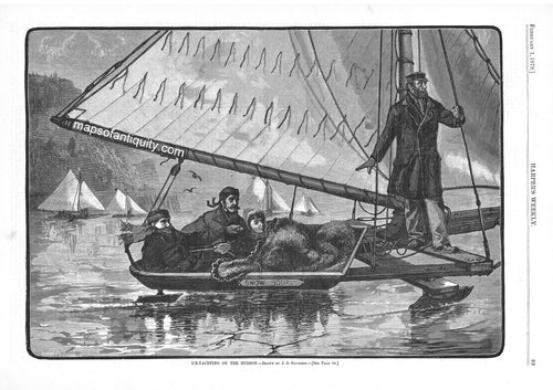 Black-and-White-Antique-Illustration-Ice-Yachting-on-the-Hudson-Antique-Prints-Sports-Prints-1879-Harper's-Weekly-Maps-Of-Antiquity