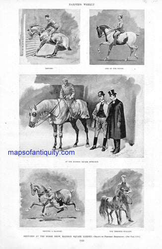 Black-and-White-Antique-Illustration-Horse-Show-Madison-Square-Garden-NY-Antique-Prints-Sports-Prints-1894-Harper's-Weekly-Maps-Of-Antiquity