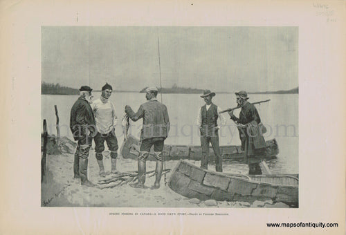Antique-Print-Prints-Engraved-Engraving-Illustrated-Illustration-Fish-Fishing-Fishermen-Fisherman-Harper's-Weekly-Frederic-Remington-1896-1890s-1800s-Late-19th-Century-Maps-of-Antiquity
