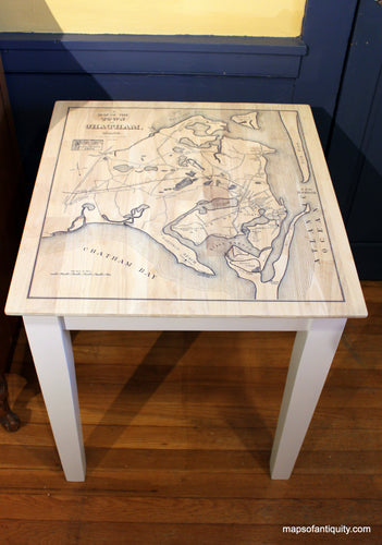 Furniture-Hand-crafted-Eldridge-Chatham-Mass.-Town-Map-Side-Table--**UNAVAILABLE**-Reproduction-Cape-Cod-and-Islands--Locally-Hand-Crafted-for-MOA-Maps-Of-Antiquity