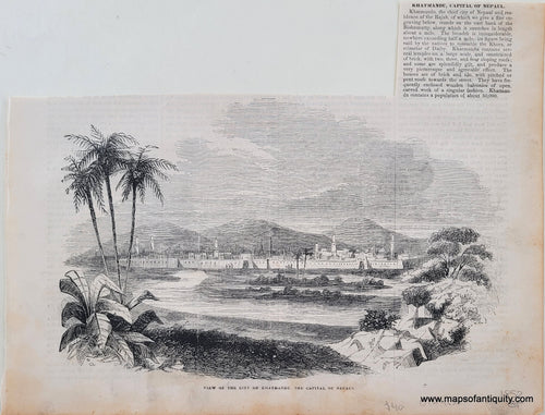 Genuine-Antique-Print-View-of-the-City-of-Khatmandu-the-Capital-of-Nepaul-(Kathmandu-Nepal)-Antique-Prints-Other-Antique-Prints-Asia--1849-Illustrated-London-News-Maps-Of-Antiquity-1800s-19th-century