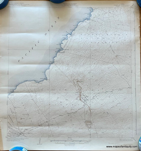 Genuine-Antique-Topographical-Map-Puako-Hawaii-Quadrangle-Topo-Map-1943-USGS-U-S--Geological-Survey-Maps-Of-Antiquity