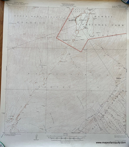 Genuine-Antique-Topographical-Map-Mauna-Loa-Quadrangle-Hawaii-Topo-Map-1948-USGS-U-S--Geological-Survey-Maps-Of-Antiquity
