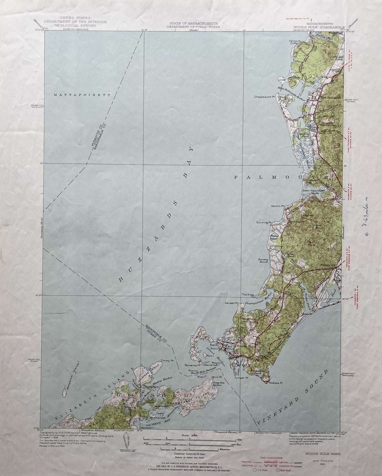 Genuine-Vintage-Map-Woods-Hole-Mass-Cape-Cod-Antique-Topographic-Map-1953-USGS-U-S-Geological-Survey-Maps-Of-Antiquity