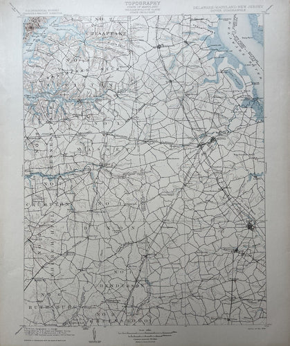 Genuine-Antique-Map-Dover-Delaware---Maryland---New-Jersey-Quadrangle-1906-USGS-U-S-Geological-Survey-Maps-Of-Antiquity