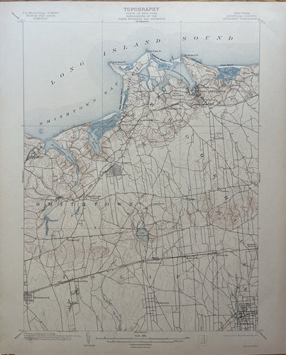 Genuine-Antique-Map-Setauket-New-York-Quadrangle-1910-USGS-U-S-Geological-Survey-Maps-Of-Antiquity