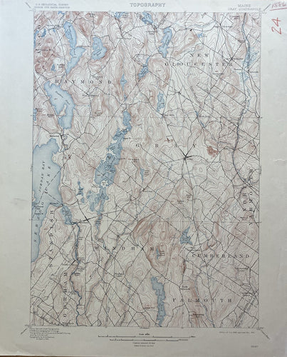 Genuine-Antique-Map-Gray-Maine-Quadrangle-1813-USGS-U-S-Geological-Survey-Maps-Of-Antiquity