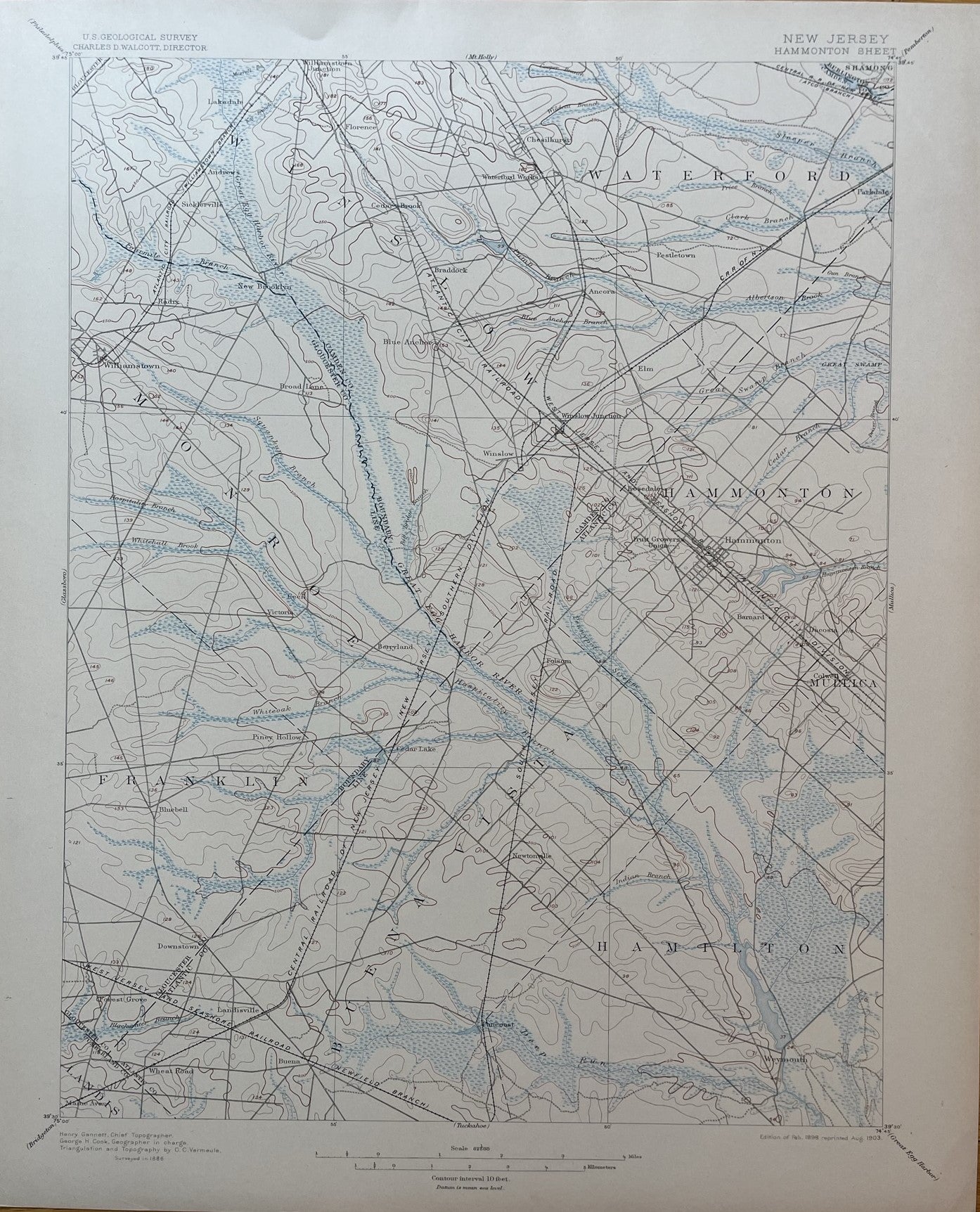 Genuine-Antique-Map-Hammonton-New-Jersey-Quadrangle-1903-USGS-U-S-Geological-Survey-Maps-Of-Antiquity