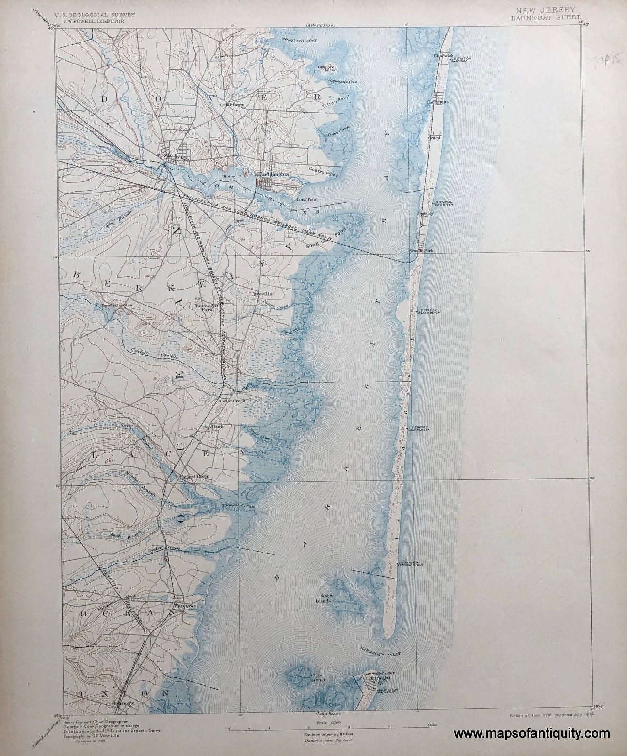 Genuine-Antique-Topographic-map-Barnegat-New-Jersey-Sheet-Antique-Topo-Map---NJ-Antique-Geological-&-Topographical-Maps-New-Jersey-1904-USGS-Maps-Of-Antiquity