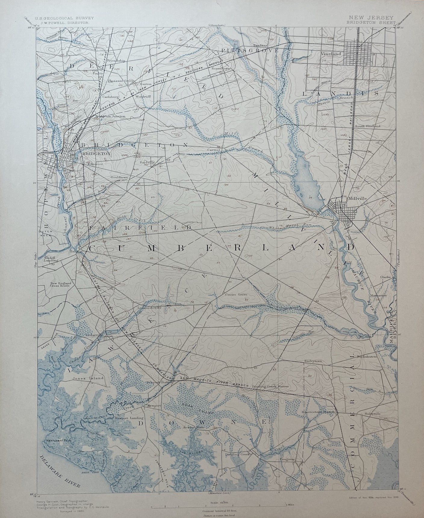 Genuine-Antique-Map-Bridgeton-New-Jersey-Quadrangle-1899-USGS-U-S-Geological-Survey-Maps-Of-Antiquity