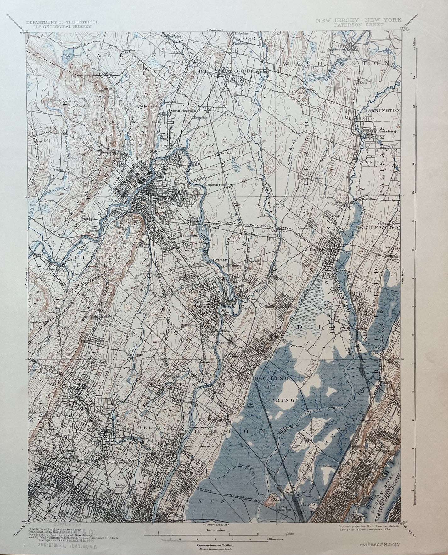 Genuine-Antique-Map-Paterson-New-Jersey-Quadrangle-1924-USGS-U-S-Geological-Survey-Maps-Of-Antiquity