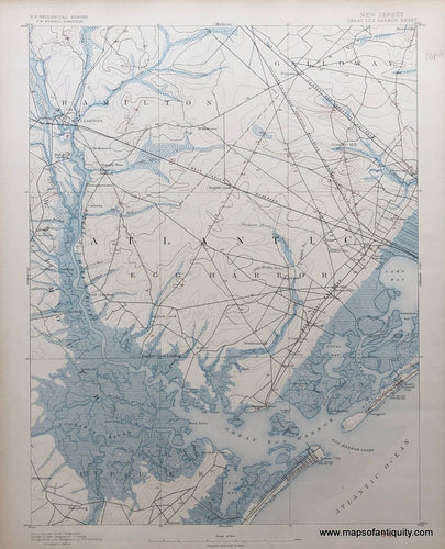 Genuine-Antique-Topographic-map-Great-Harbor-New-Jersey-Sheet-Antique-Topo-Map---NJ-Antique-Geological-&-Topographical-Maps-New-Jersey-1899-USGS-Maps-Of-Antiquity