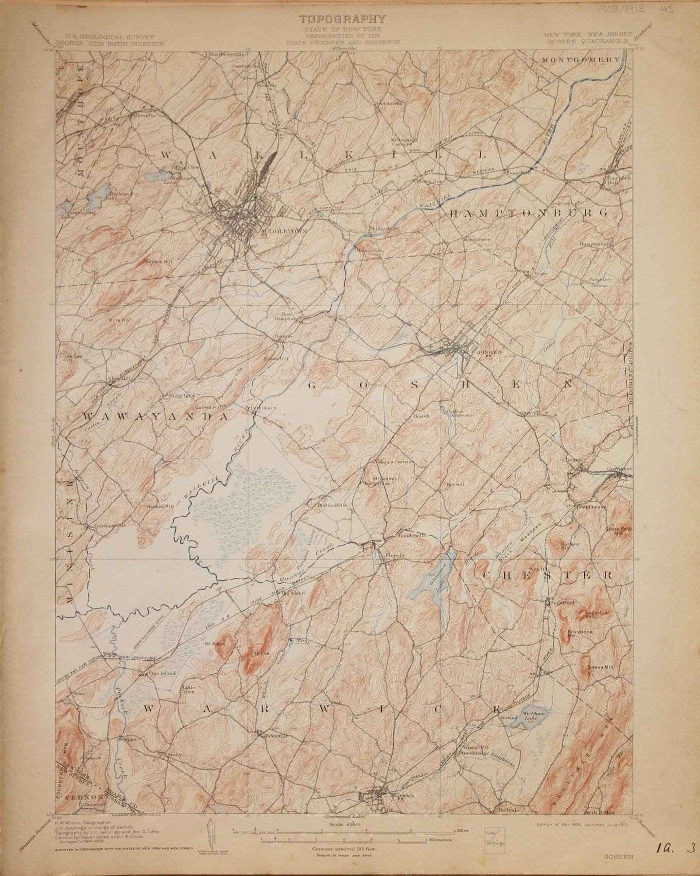 Genuine-Antique-Map-Goshen--New-York-New-Jersey---1913-U-S-Geological-Survey--Maps-Of-Antiquity