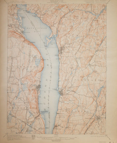 Genuine-Antique-Map-Tarrytown--New-York-New-Jersey--1914-U-S-Geological-Survey--Maps-Of-Antiquity