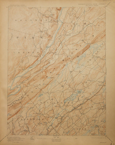 Genuine-Antique-Map-Wallpack--Pennsylvania-New-Jersey---1910-U-S-Geological-Survey--Maps-Of-Antiquity