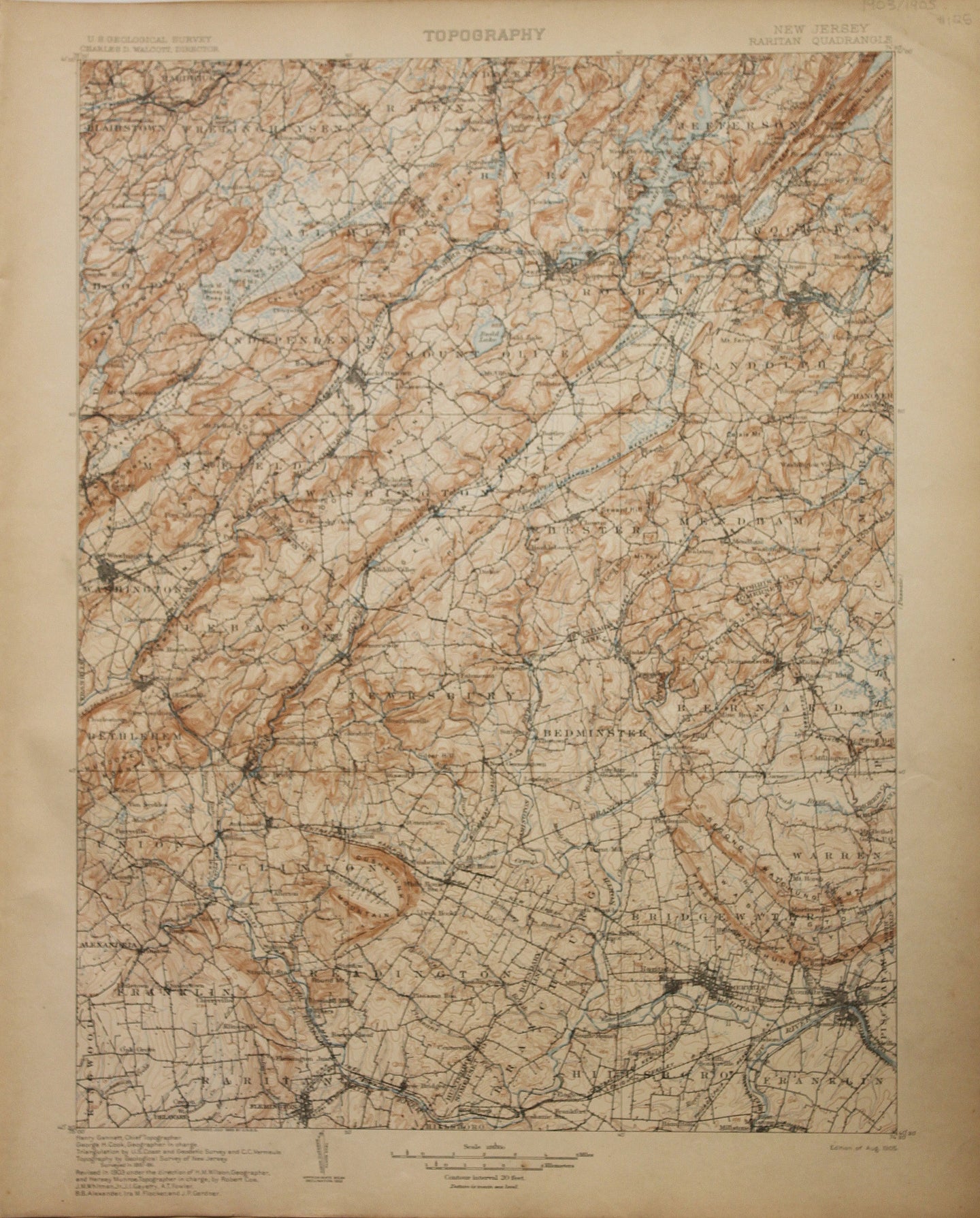 Genuine-Antique-Map-Raritan--New-Jersey---1905-U-S-Geological-Survey--Maps-Of-Antiquity