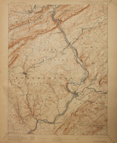 Genuine-Antique-Map-Delaware-Watergap--Pennsylvania-New-Jersey---1912-U-S-Geological-Survey--Maps-Of-Antiquity