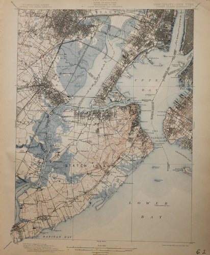 Genuine-Antique-Map-Staten-Island--New-Jersey-New-York---1913-U-S-Geological-Survey--Maps-Of-Antiquity