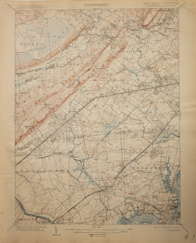 Genuine-Antique-Map-Plainfield--New-Jersey-New-York---1915-U-S-Geological-Survey--Maps-Of-Antiquity