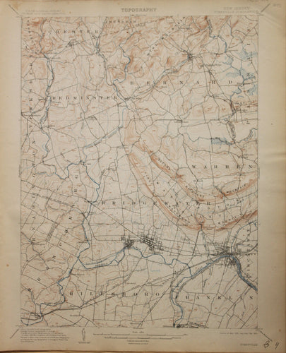 Genuine-Antique-Map-Somerville--New-Jersey--1914-U-S-Geological-Survey--Maps-Of-Antiquity