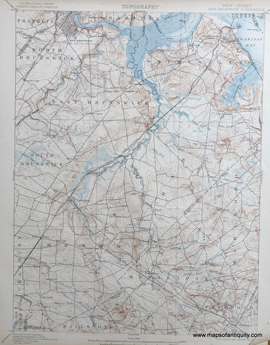 Genuine-Antique-Topographic-map-New-Brunswick-New-Jersey-Antique-Topo-Map---NJ-Antique-Geological-&-Topographical-Maps-New-Jersey-1905-USGS-Maps-Of-Antiquity