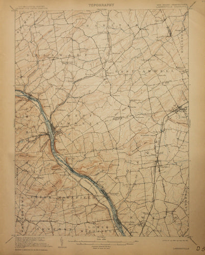 Genuine-Antique-Map-Lambertville--New-Jersey-Pennsylvania---1912-U-S-Geological-Survey--Maps-Of-Antiquity