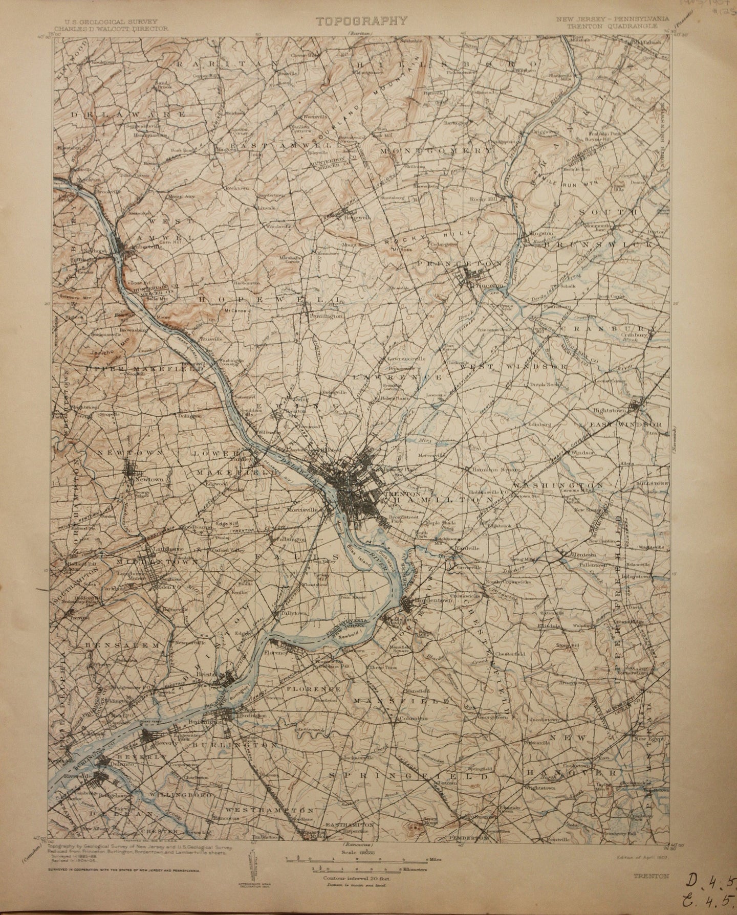 Genuine-Antique-Map-Cassville--New-Jersey---1912-U-S-Geological-Survey--Maps-Of-Antiquity