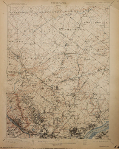 Genuine-Antique-Map-Germantown-Pennsylvania-New-Jersey---1912-U-S-Geological-Survey--Maps-Of-Antiquity