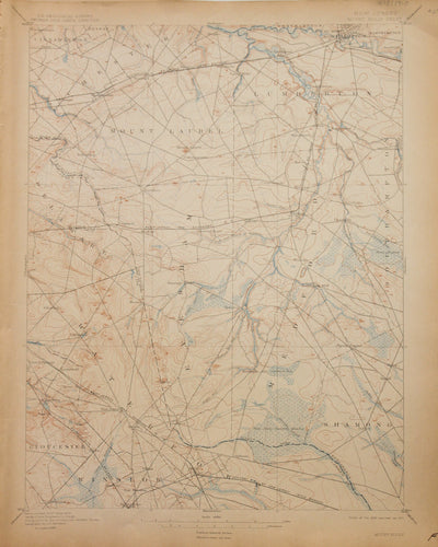 Genuine-Antique-Map-Mount-Holly--New-Jersey---1910-U-S-Geological-Survey--Maps-Of-Antiquity