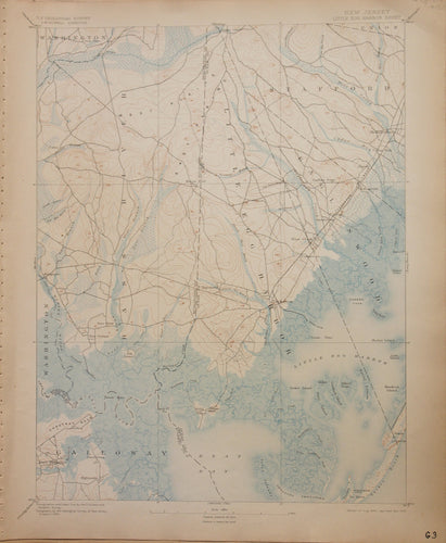 Genuine-Antique-Map-Little-Egg-Harbor-New-Jersey---1907-U-S-Geological-Survey--Maps-Of-Antiquity