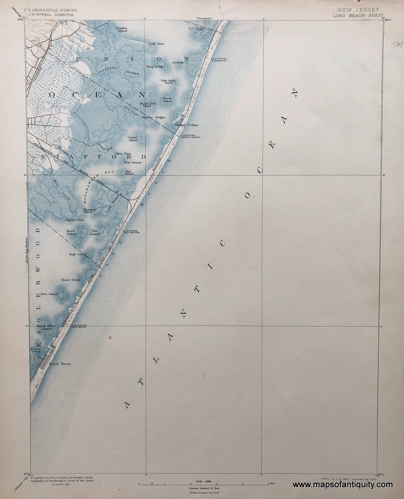 Genuine-Antique-Topographic-map-Long-Beach-New-Jersey-Sheet-Antique-Topo-Map---NJ-Antique-Geological-&-Topographical-Maps-New-Jersey-1907-USGS-Maps-Of-Antiquity