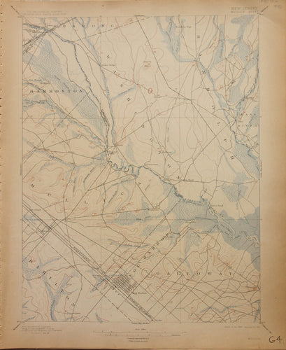 Genuine-Antique-Map-Mullica--New-Jersey---1912-U-S-Geological-Survey--Maps-Of-Antiquity