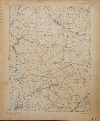 Genuine-Antique-Map-Salem--New-Jersey-Delaware---1911-U-S-Geological-Survey--Maps-Of-Antiquity