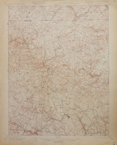 Genuine-Antique-Map-Belair--Maryland-Pennsylvania---1913-U-S-Geological-Survey--Maps-Of-Antiquity