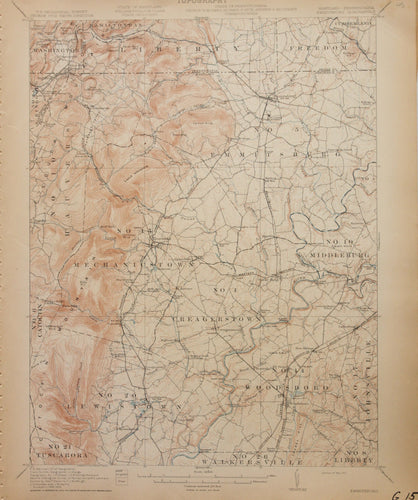 Genuine-Antique-Map-Emmitsburg--Maryland-Pennsylvania---1911-U-S-Geological-Survey--Maps-Of-Antiquity