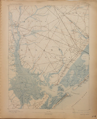 Genuine-Antique-Map-Great-Egg-Harbor--New-Jersey---1910-U-S-Geological-Survey--Maps-Of-Antiquity