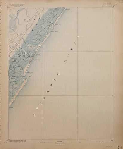 Genuine-Antique-Map-Sea-Isle--New-Jersey---1909-U-S-Geological-Survey--Maps-Of-Antiquity